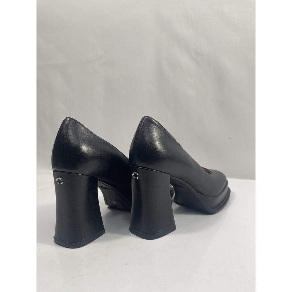 Coach Sculpt C Lth Pump Shoes Women's Size 7 Black Block Heel Pumps Dressy - Picture 11 of 15